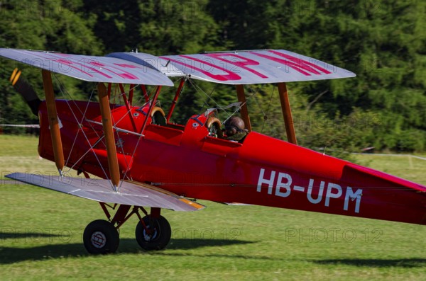 A De Havilland DH.82 Tiger Moth with the registration HB-UPM during a flight demonstration as part