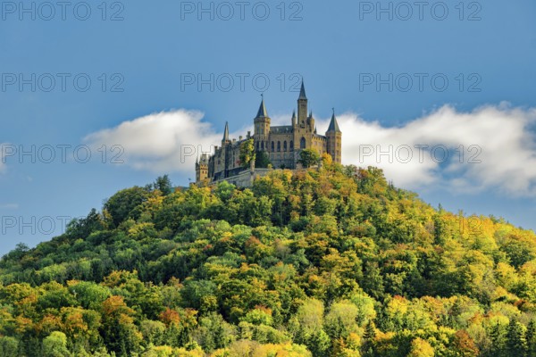 Hohenzollern Castle, ancestral home of the House of Hohenzollern, noble family, German emperors,