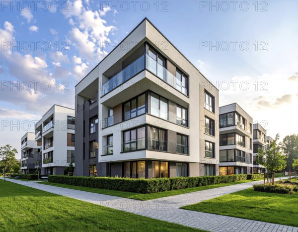 New modern block of flat, condo architecture, Residential apartment as a flat, luxury house