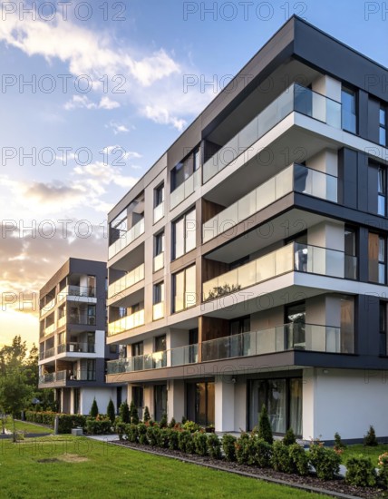 New modern block of flat, condo architecture, Residential apartment as a flat, luxury house
