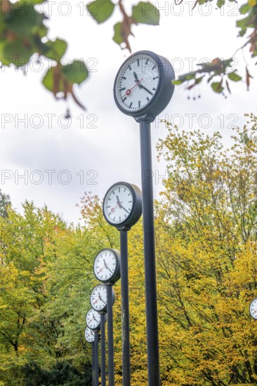 The art installation Zeitfeld in Volksgarten Park in Düsseldorf-Oberbilk, a total of 24 station