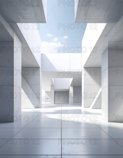 3d illustration of abstract modern architecture background, Minimal geometry architectural design,