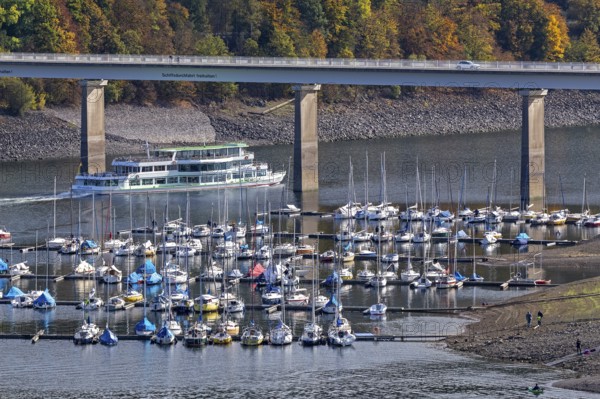 Marina, excursion ship, Talbrücke, Sondern, Olpe, Biggesee, Sauerland, North Rhine-Westphalia,