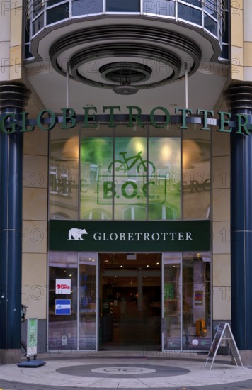 Entrance area, Globetrotter, logo, shop, Tübinger Strasse, Stuttgart, Baden-Württemberg, Germany