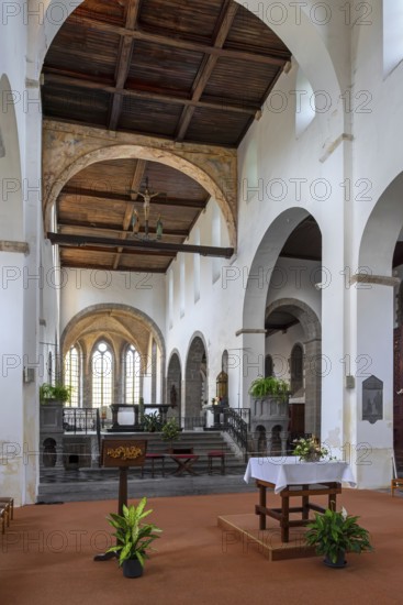 Interior of 11th century Abbey Church of St Peter, Église abbatiale Saint-Pierre d'Hastière,