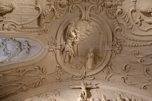17th century stucco by Jan Hansche on library ceiling of the Park Abbey, Premonstratensian abbey at