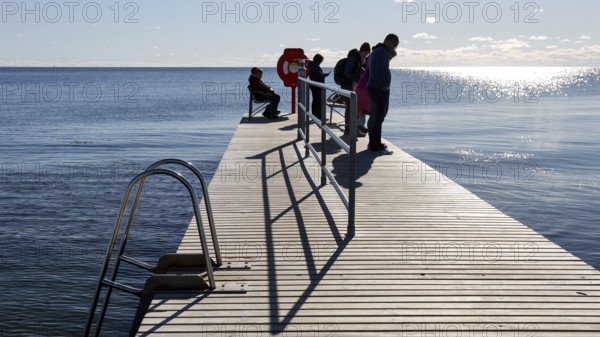 Jetty on the south beach in sunny autumn weather, Fehmarn island, 18.10.2025, Fehmarn,