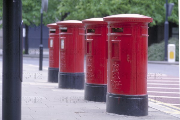 Typical red brie boxes, London, England, Great Britain