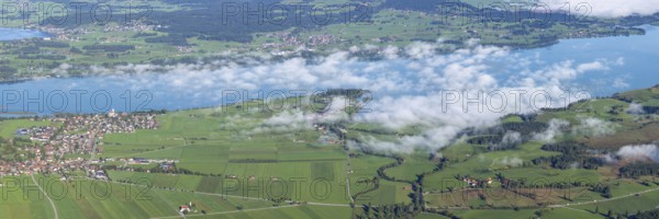 Panorama from Tegelberg, 1881m, on Schwangau, Waltenhofen, Hopfensee and Forggensee, Ostallgäu,