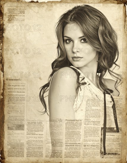 Grunge old public newspaper, texture background wallpaper illustration, vintage tattered yellow