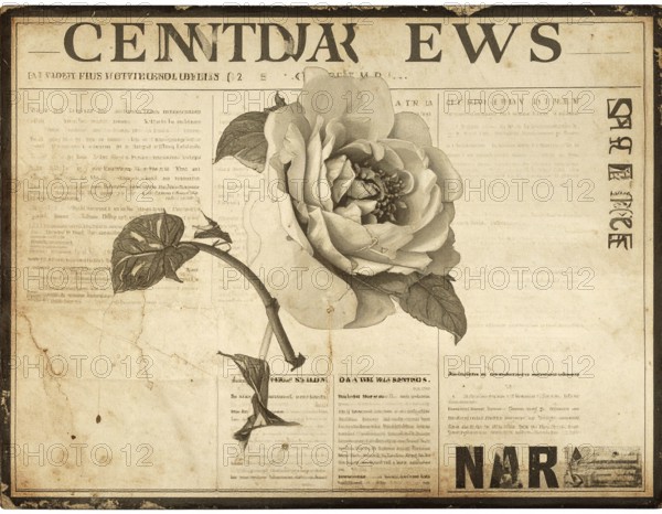 Grunge old public newspaper, texture background wallpaper illustration, vintage tattered yellow