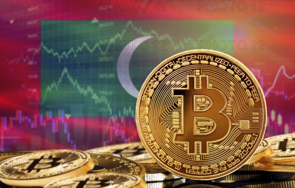 Investors in cryptocurrency and Blockchain Technology in Maldives, Concept. Bitcoin with Maldives