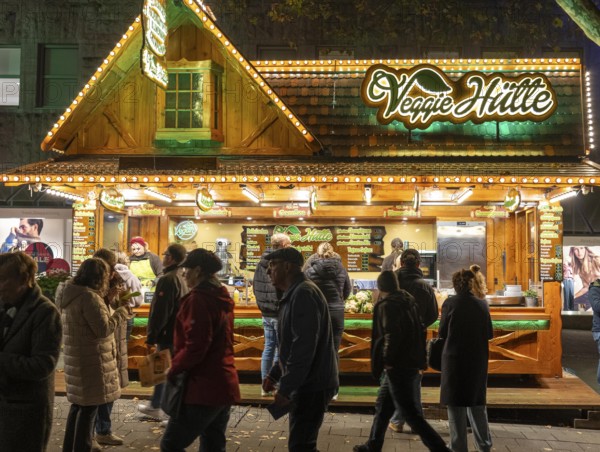 Snack stand at a city festival, Veggie Hütte, only sells vegetarian and vegan dishes, Essen, North