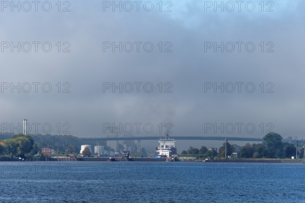Kiel Fjord, Holtenau district, Kiel, Baltic Sea, high bridge over Kiel Canal, waterway, NOK, lock,