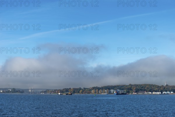 Kiel Fjord, Holtenau district, Kiel, Baltic Sea, high bridge over Kiel Canal, NOK, waterway,