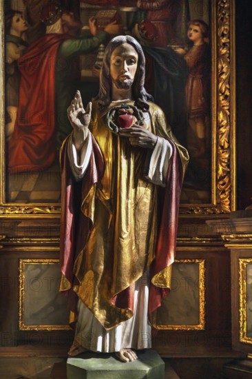 Baroque figure of Jesus on the side altar, created 1726 to 1727, Nativity Church, fortified church,