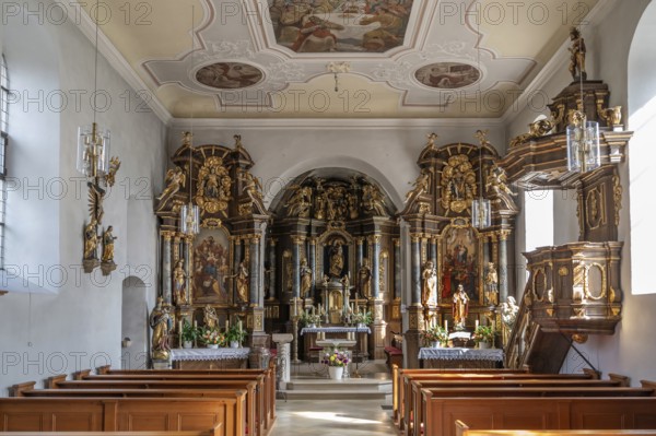 Baroque high altar and side altars, created 1726 to 1727, Nativity Church, fortified church, third