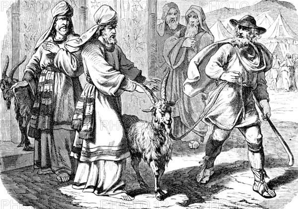 Expulsion of the goat into the desert at the Feast of Atonement, sheep, tents, feast, sacrificial