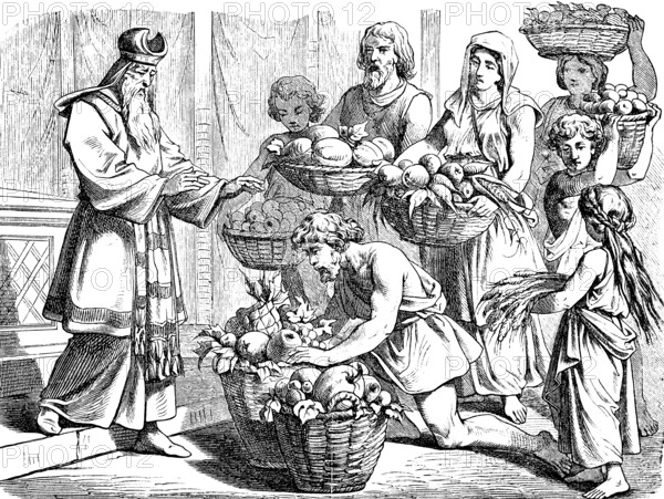 Put the fruits of the land in a basket, offering of the first fruits, land of milk and honey,