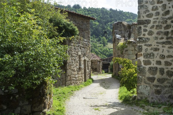 Saint Andre de Chalencon village. Street of Chalencon. Haute Loire. Auvergne Rhone Alpes. France