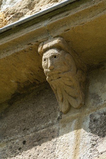 Porch sculptures of the romanesque church of Mailhat, Puy de Dome department, Auvergne-Rhone-Alpes,