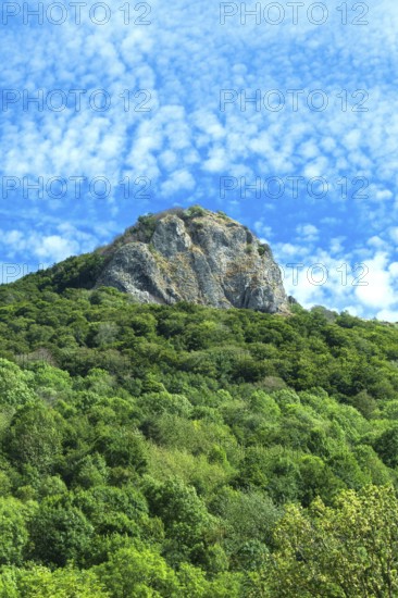 Valbeleix village. La Roche Nité. Auvergne Volcanoes Regional Park. Puy de Dome. Auvergne Rhone