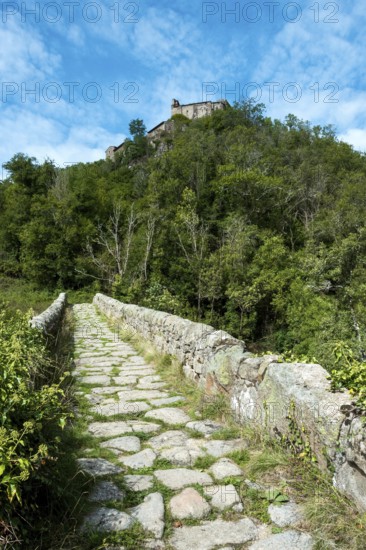 Saint Andre de Chalencon village. Devil's Bridge. Haute Loire. Auvergne Rhone Alpes. France
