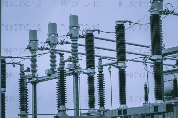 Concept of electricity and power generation using the example of insulators and devices in a