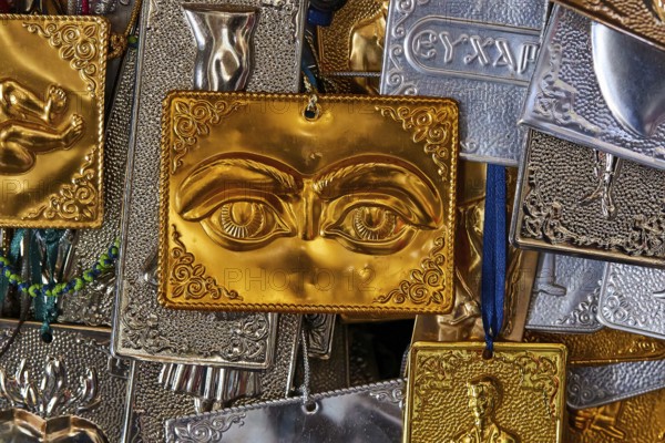 Pantanassa Monastery from the 15th century AD, votive tablet, gold engraving of eyes on religious