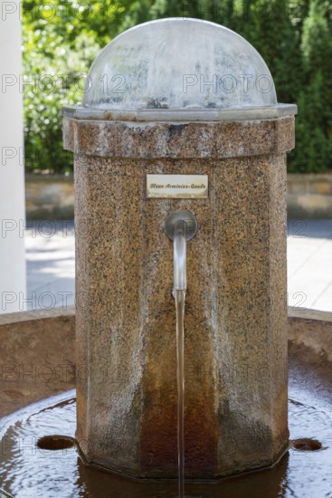 Arminius spring, column with running tap, Bad Lippspringe, climatic spa town, Westphalia, North
