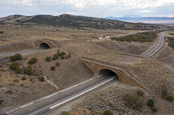 Wells, Nevada - A wildlife overpass on Interstate 80 east of Wells allows elk, deer, mountain lions