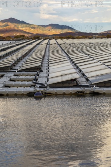Park City, Utah - Floating solar panels provide power for Mountain Regional Water. The solar array