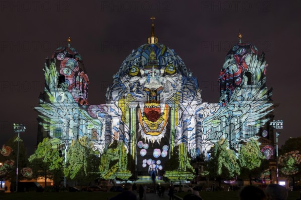 Berlin Cathedral, 21st BERLIN FESTIVAL OF LIGHTS, motto Let's Shine Together, light installations,