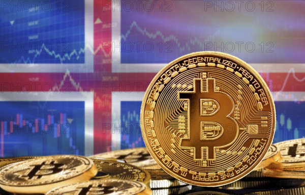 Investors in cryptocurrency and Blockchain Technology in Iceland, Concept. Bitcoin with Iceland