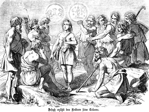 Joseph tells the angry brothers his dreams of sheaves in the field, enemies, Joseph, anger, rage,