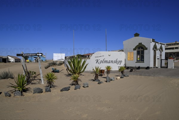 Entrance gate to the former diamond settlement of Kolmanskop, restricted diamond area, near