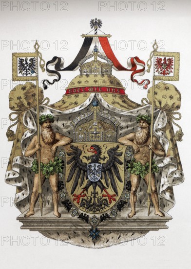 Coat of arms of the German Emperor, historical book illustration, chromolithography, colour