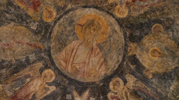 Church of Agia Sophia from the 14th century AD, fresco depicting Jesus surrounded by angels and