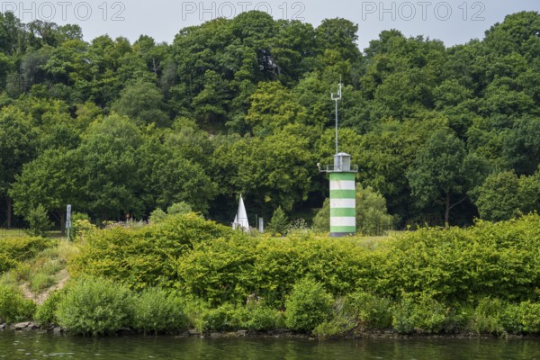Lighthouse on Lake Kemnader, Heveney, Witten, Ruhr area, North Rhine-Westphalia, Germany