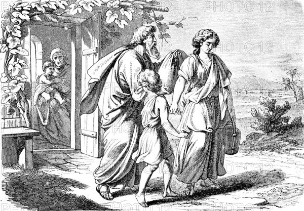Expulsion of the Sagar, the strangers, son and woman of Abraham, Egyptian slave Sarah, are sent