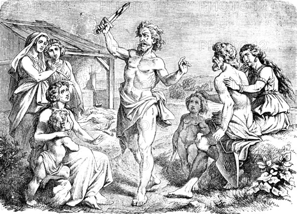 Lamech's Sword Song or Lamech Song, First Book of Moses, Chapter 5, Genesis, song, dance, audience,