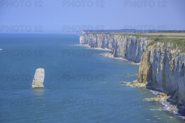 Aiguille de Belval, hike from Etretat to Yport along the chalk cliff coast, Département