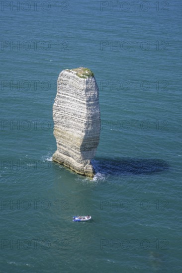 Aiguille de Belval, hike from Etretat to Yport along the chalk cliff coast, Département