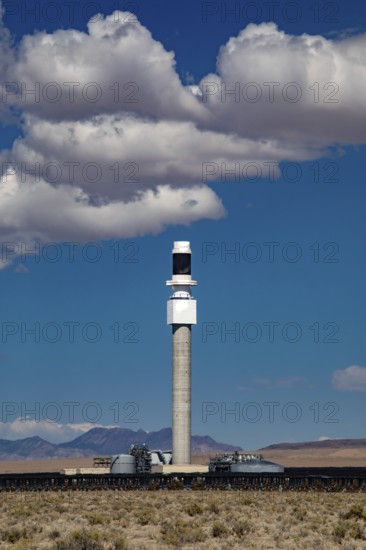 Tonopah, Nevada - The central receiver tower at Crescent Dunes Solar Energy Project in the Nevada