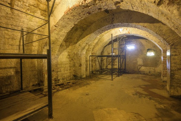 Bedsteads in a dormitory in Fort de Vaux from the 1st World War, Douaumont, Département Meuse,