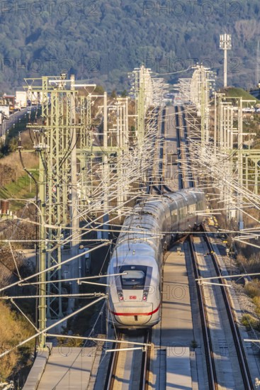 Deutsche Bahn AG high-speed railway line between Stuttgart and Ulm. New railway line with ICE of