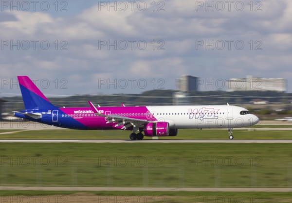 Flight operations at Stuttgart Airport. Aircraft on landing. Aircraft registration number: HA-LGR,