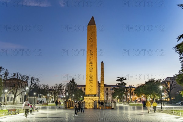 The Ancient Egyptian Obelisk of Theodosius or Obelisk of Istanbul and the Column of Constantine or