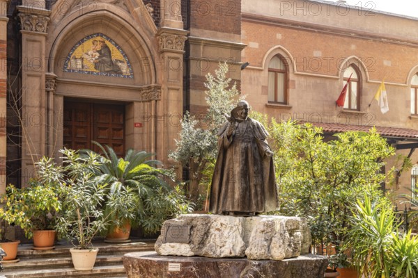 Pope John XXIII in front of the Basilica of St Anthony Sent Antuan Kilisesi in Beyoglu, Istanbul,