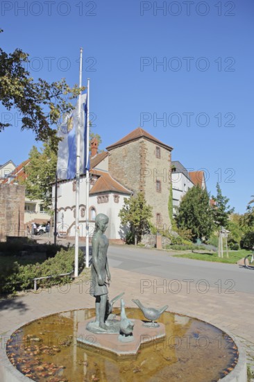 Gänselieselbrunnen by Helmut Waldherr 1981 and local history museum with historical fortified